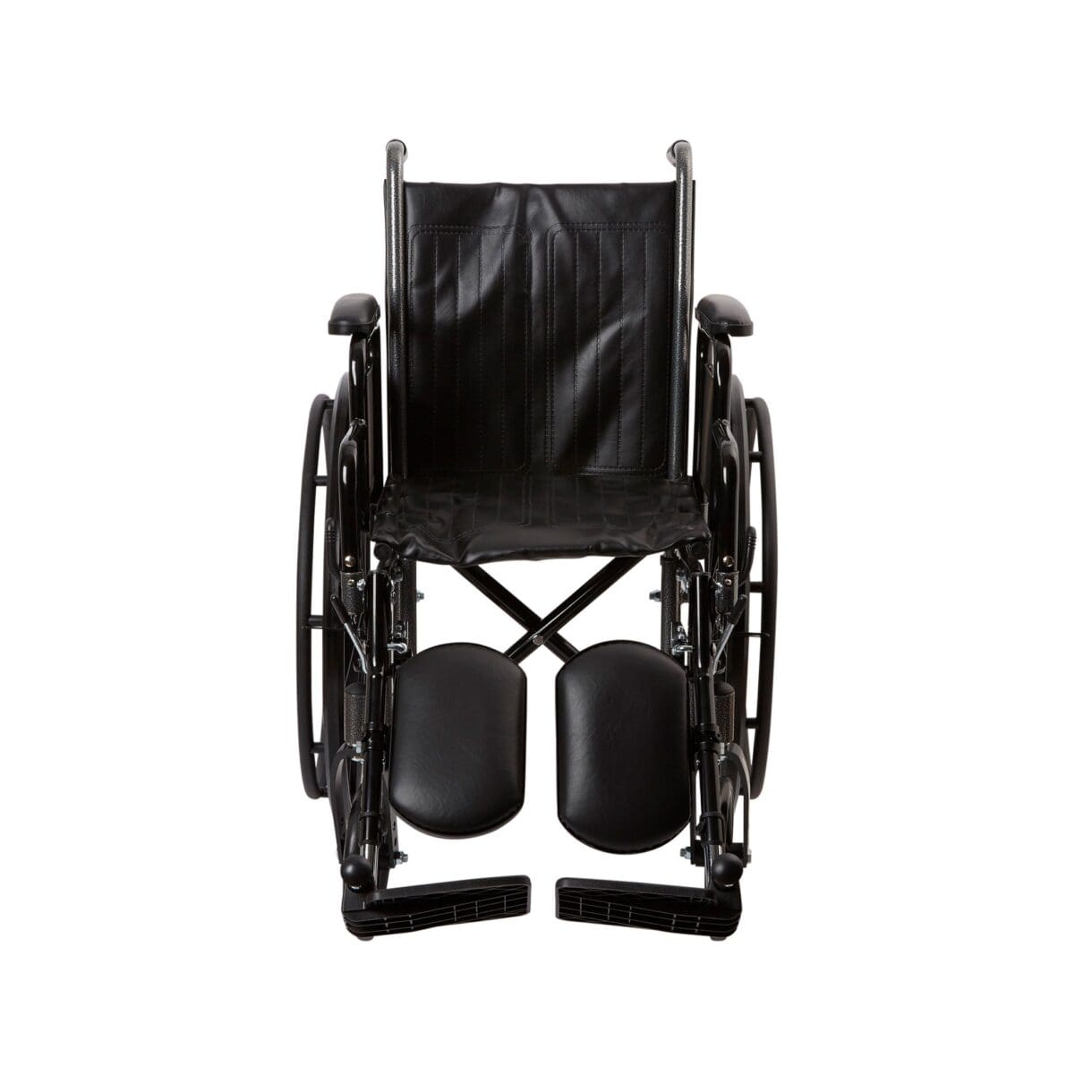 A wheelchair with the back rest folded down.