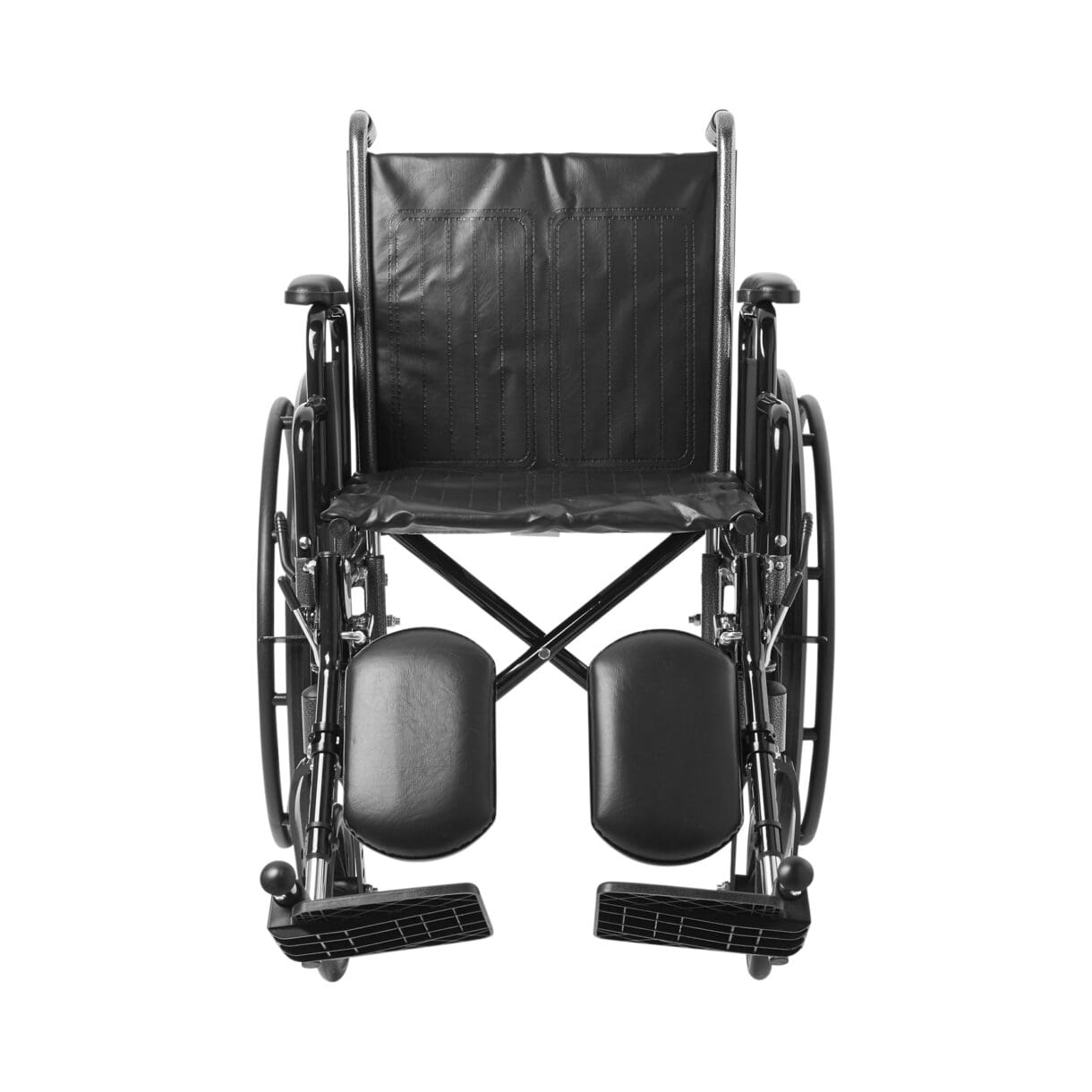 A wheelchair with the back rest folded down.