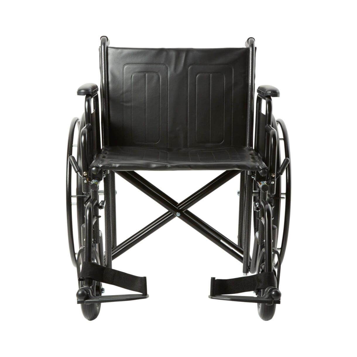 A wheelchair with the seat folded down.