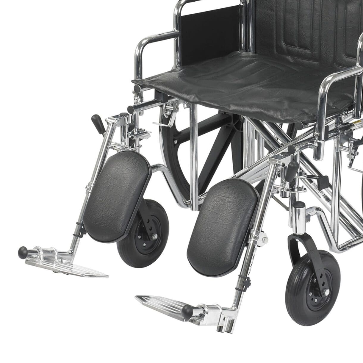 A wheelchair with wheels and two large seats.