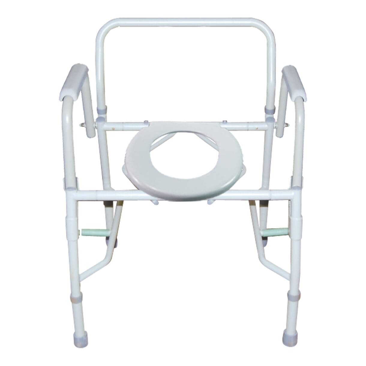 A commode with the seat up and back down.