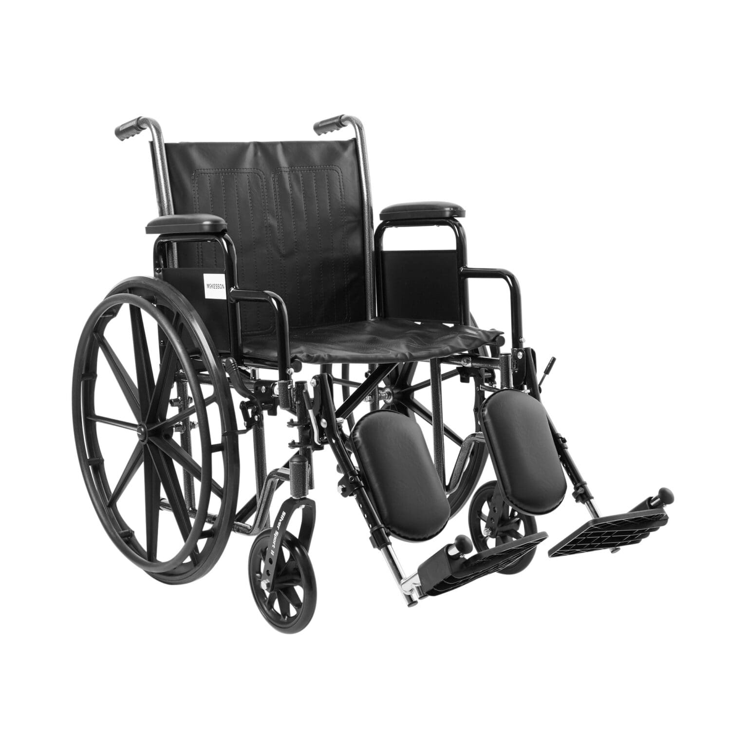 A wheelchair and a chair are shown side by side.