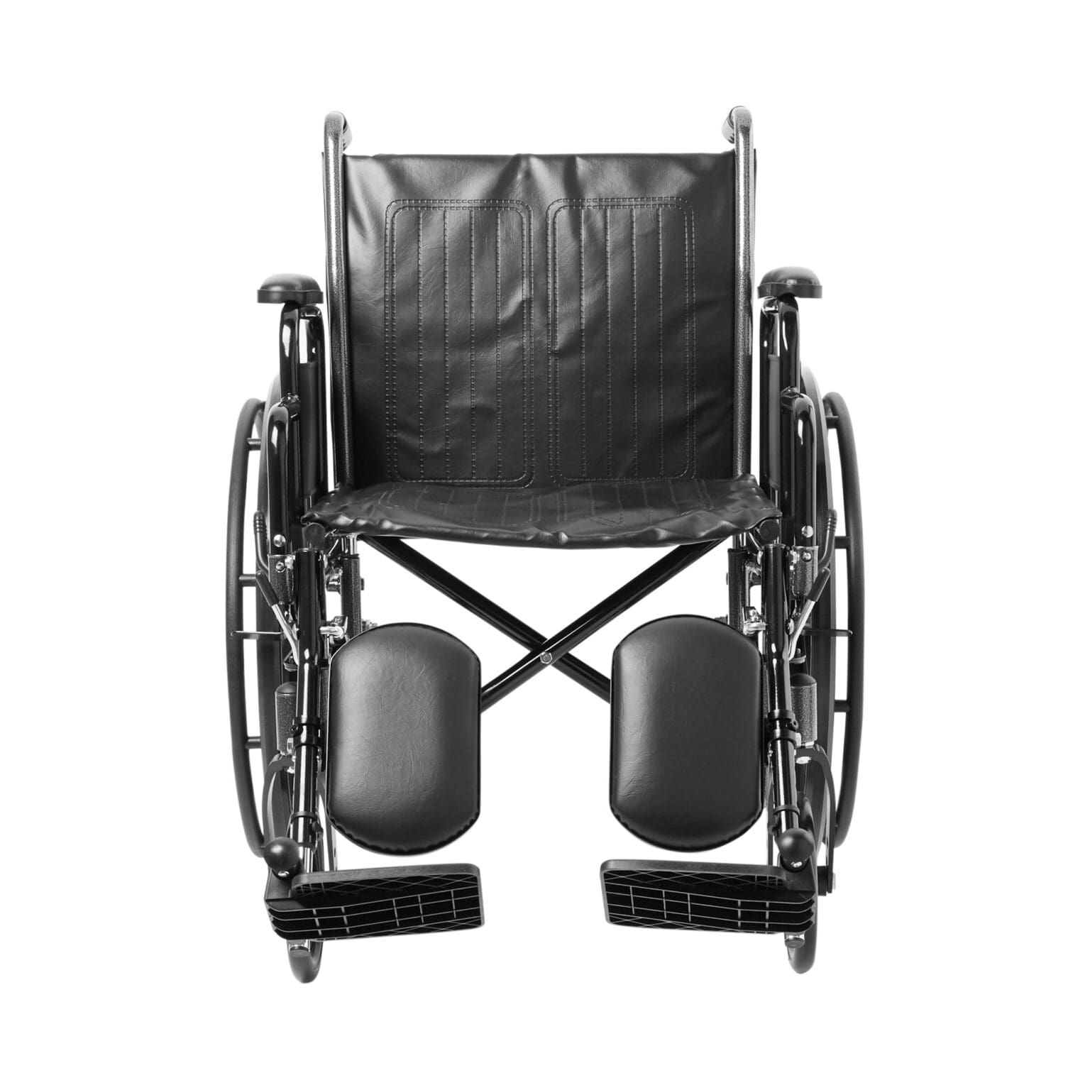 A wheelchair with the back seat folded down.