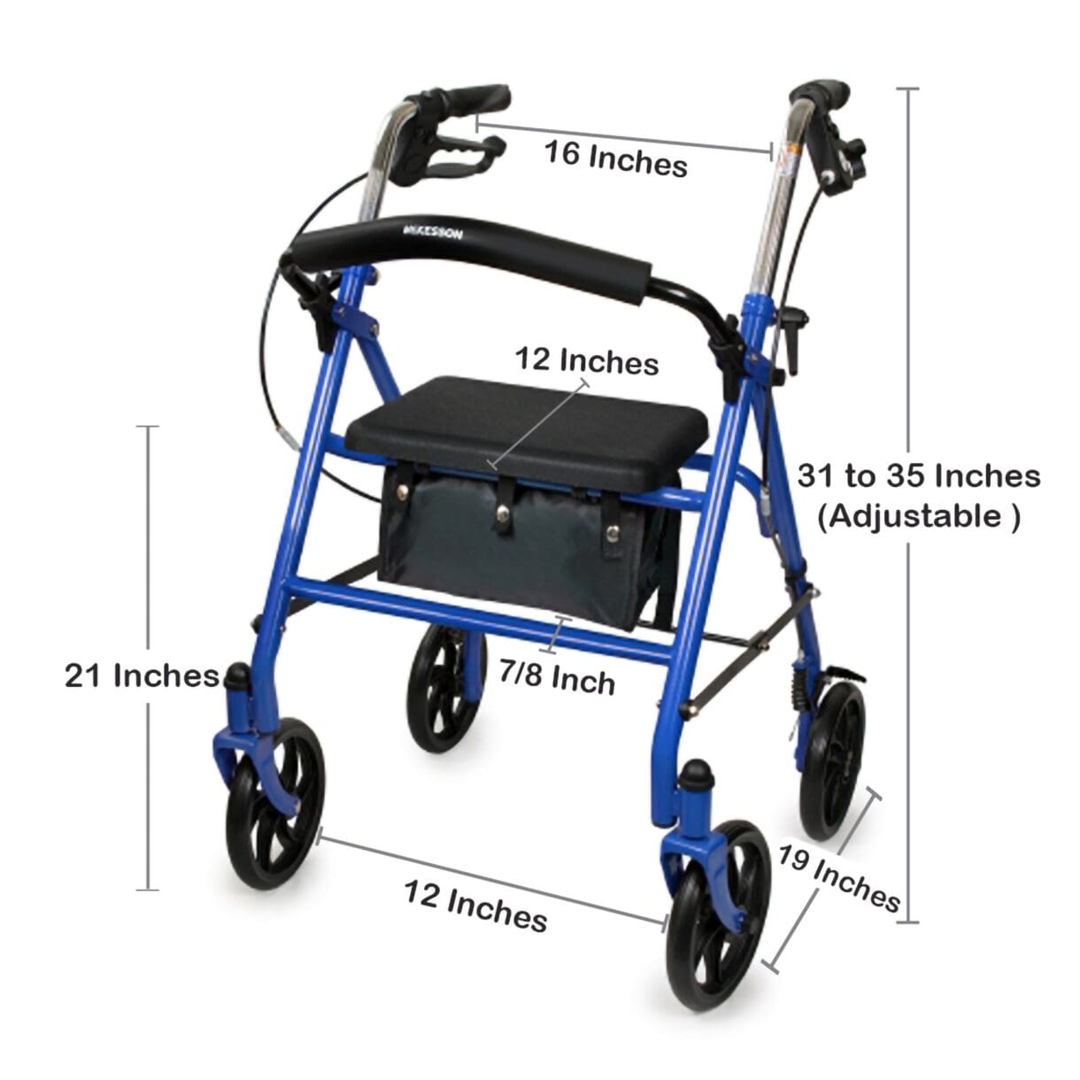 McKESSON 4 WHEEL ADJUSTABLE ROLLATOR - Image 4